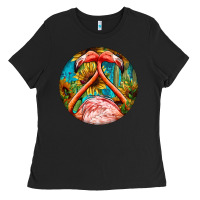 Black flamingos with western background Ladies Tee - BarkalooDesign