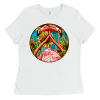 White flamingos with western background Ladies Tee - BarkalooDesign