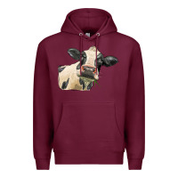 Burgundy holstein heifer face Premium Hoodie - LillyAllenDesigns