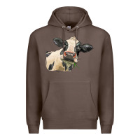 Coffee holstein heifer face Premium Hoodie - LillyAllenDesigns