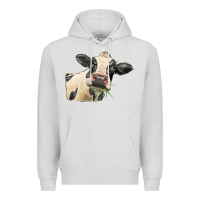 Dove Grey holstein heifer face Premium Hoodie - LillyAllenDesigns