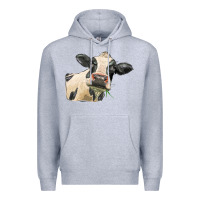 Heather Grey holstein heifer face Premium Hoodie - LillyAllenDesigns