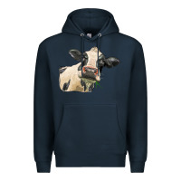 Navy holstein heifer face Premium Hoodie - LillyAllenDesigns