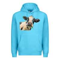 Ocean Blue holstein heifer face Premium Hoodie - LillyAllenDesigns