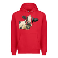 Red holstein heifer face Premium Hoodie - LillyAllenDesigns