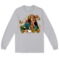 Moon Dust Fall afro woman with coffee Long Sleeve Tee - RanaPortraitStore