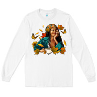 White Fall afro woman with coffee Long Sleeve Tee - RanaPortraitStore