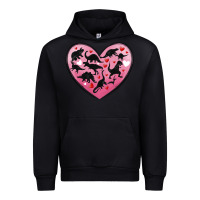 Black dinosaur valentine heart Urban Hoodie - MaliasSmallBusiness