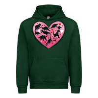 Forest Green dinosaur valentine heart Urban Hoodie - MaliasSmallBusiness