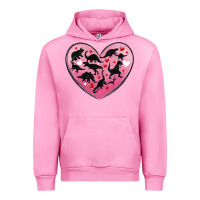 Fuchsia Pink dinosaur valentine heart Urban Hoodie - MaliasSmallBusiness