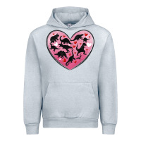 Heather Grey dinosaur valentine heart Urban Hoodie - MaliasSmallBusiness