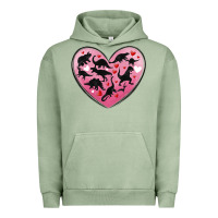 Pigment Oil Green dinosaur valentine heart Urban Hoodie - MaliasSmallBusiness