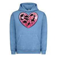 Pigment Pebble Blue dinosaur valentine heart Urban Hoodie - MaliasSmallBusiness