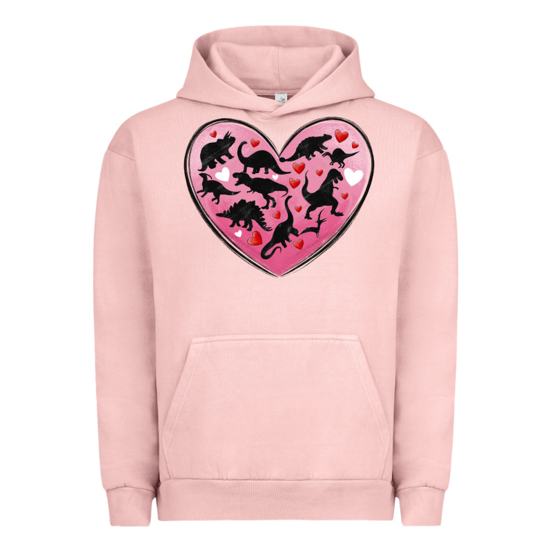 Dinosaur Valentine Heart Urban Hoodie by MaliasSmallBusiness | Teevron