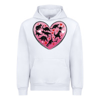 White dinosaur valentine heart Urban Hoodie - MaliasSmallBusiness