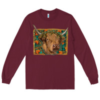 Burgundy Fall Cow Long Sleeve Tee - RanaPortraitStore