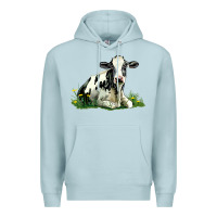 Blue Mist holstein cow sitting Premium Hoodie - LillyAllenDesigns