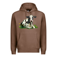 Chestnut holstein cow sitting Premium Hoodie - LillyAllenDesigns