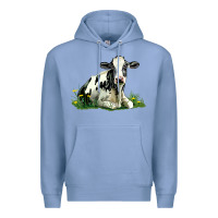 Colony Blue holstein cow sitting Premium Hoodie - LillyAllenDesigns