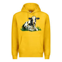 Lemon holstein cow sitting Premium Hoodie - LillyAllenDesigns