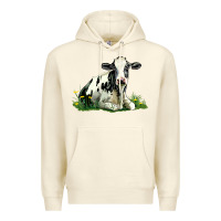 Sandshell holstein cow sitting Premium Hoodie - LillyAllenDesigns
