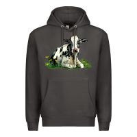 Smoke holstein cow sitting Premium Hoodie - LillyAllenDesigns