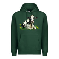 Sports Green holstein cow sitting Premium Hoodie - LillyAllenDesigns