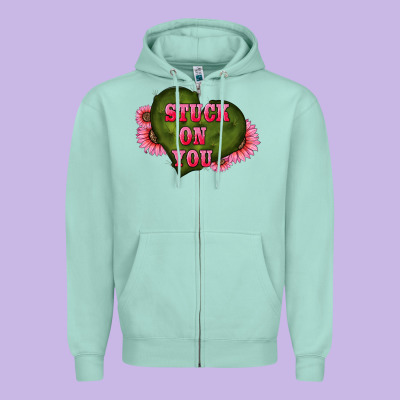 Valentine's Day Stuck On You Heart Sunflowers Zipper Hoodie Designed By Ranaportraitstore