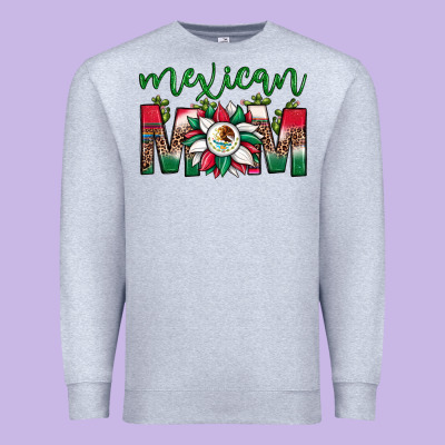 Mexican Flag Sunflower Mom Leopard Premium Sweatshirt Designed By Jahusdesignshop