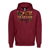 Burgundy black teacher magic melanin Zipper Hoodie - texasbilliewilder