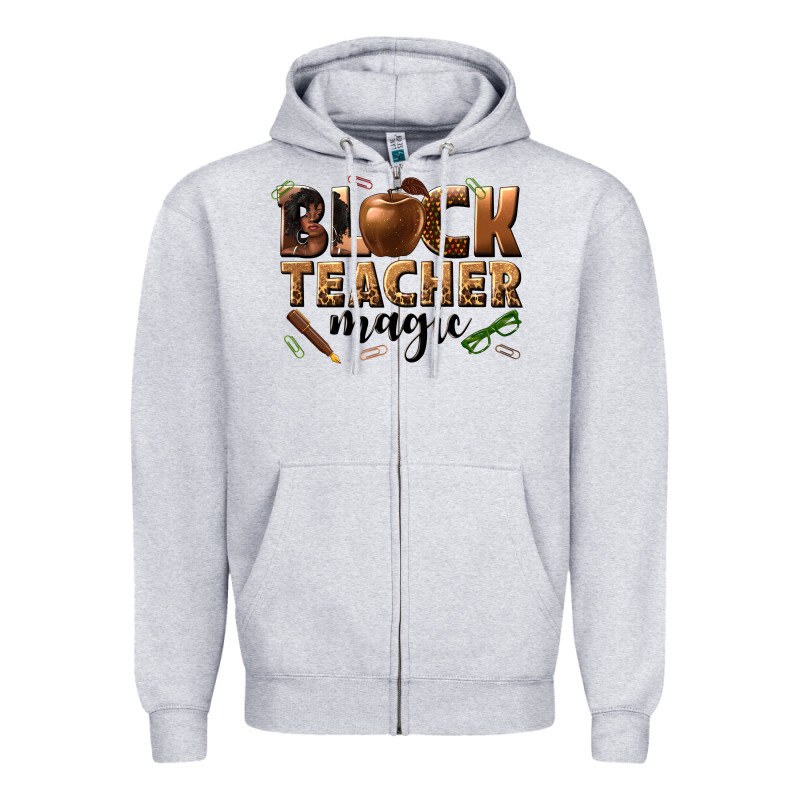 Black Teacher Magic Melanin Zipper Hoodie by texasbilliewilder | Teevron