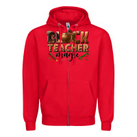 Red black teacher magic melanin Zipper Hoodie - texasbilliewilder