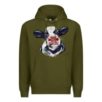 Army Green holstein calf face Premium Hoodie - LillyAllenDesigns
