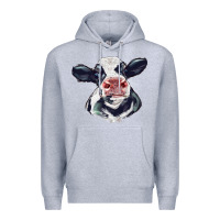 Heather Grey holstein calf face Premium Hoodie - LillyAllenDesigns