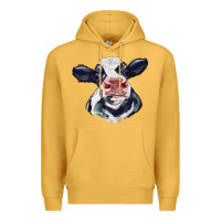 Mustard holstein calf face Premium Hoodie - LillyAllenDesigns