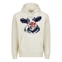 Oatmeal Heather holstein calf face Premium Hoodie - LillyAllenDesigns