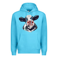 Ocean Blue holstein calf face Premium Hoodie - LillyAllenDesigns
