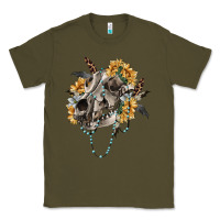 Army Green Boho wolf skull Classic Tee - RanaPortraitStore