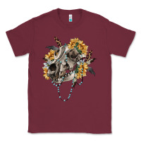 Burgundy Boho wolf skull Classic Tee - RanaPortraitStore