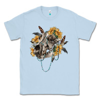 Dusty Blue Boho wolf skull Classic Tee - RanaPortraitStore