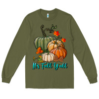 Army Green Happy Fall Y'all Pumpkins Long Sleeve Tee - RanaPortraitStore