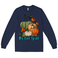 Navy Happy Fall Y'all Pumpkins Long Sleeve Tee - RanaPortraitStore