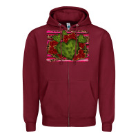 Burgundy Valentine Cactus Heart with Roses Zipper Hoodie - RanaPortraitStore