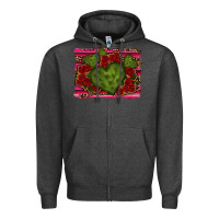 Charcoal Heather Valentine Cactus Heart with Roses Zipper Hoodie - RanaPortraitStore