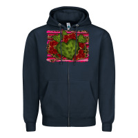 Navy Valentine Cactus Heart with Roses Zipper Hoodie - RanaPortraitStore