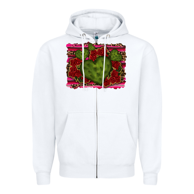 Valentine Cactus Heart With Roses Zipper Hoodie by RanaPortraitStore | Teevron