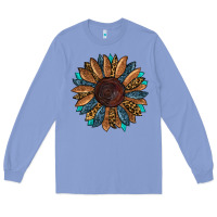 Colony Blue Fall Tooled Leather Sunflower Long Sleeve Tee - RanaPortraitStore