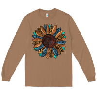 Toasted Coconut Fall Tooled Leather Sunflower Long Sleeve Tee - RanaPortraitStore