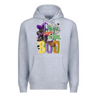 Heather Grey Meow i mean, boo Halloween Premium Hoodie - NancyCooperArtShop