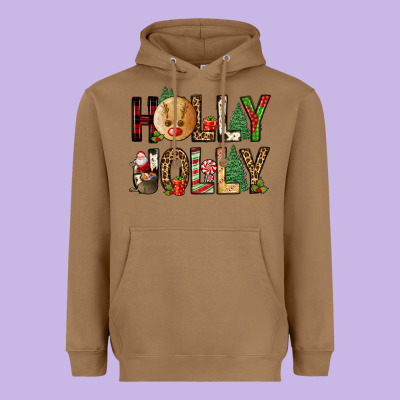 Holly Jolly Heavyweight Hoodie Designed By Fadigitalartstudio